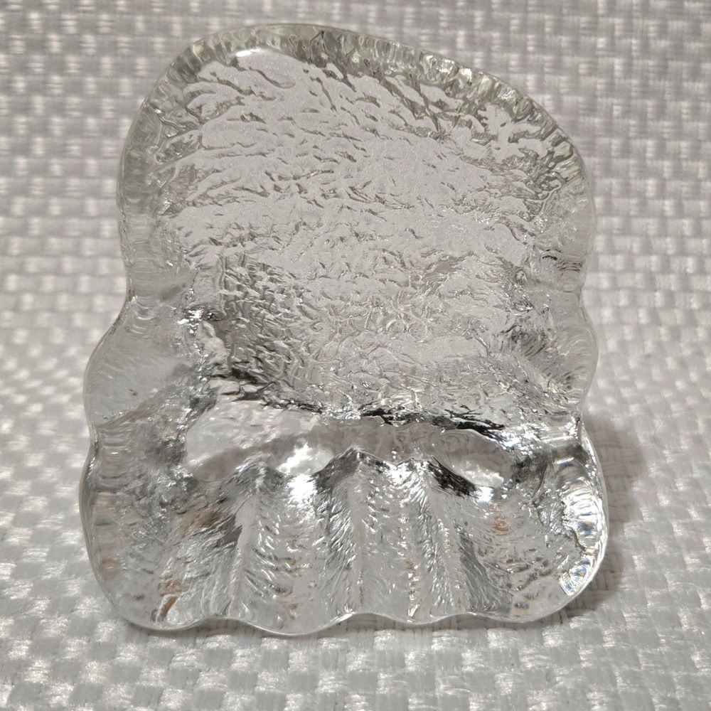 Handcrafted Clear Textured Glass Glacier Paperweight Home Decor Art Glass USA